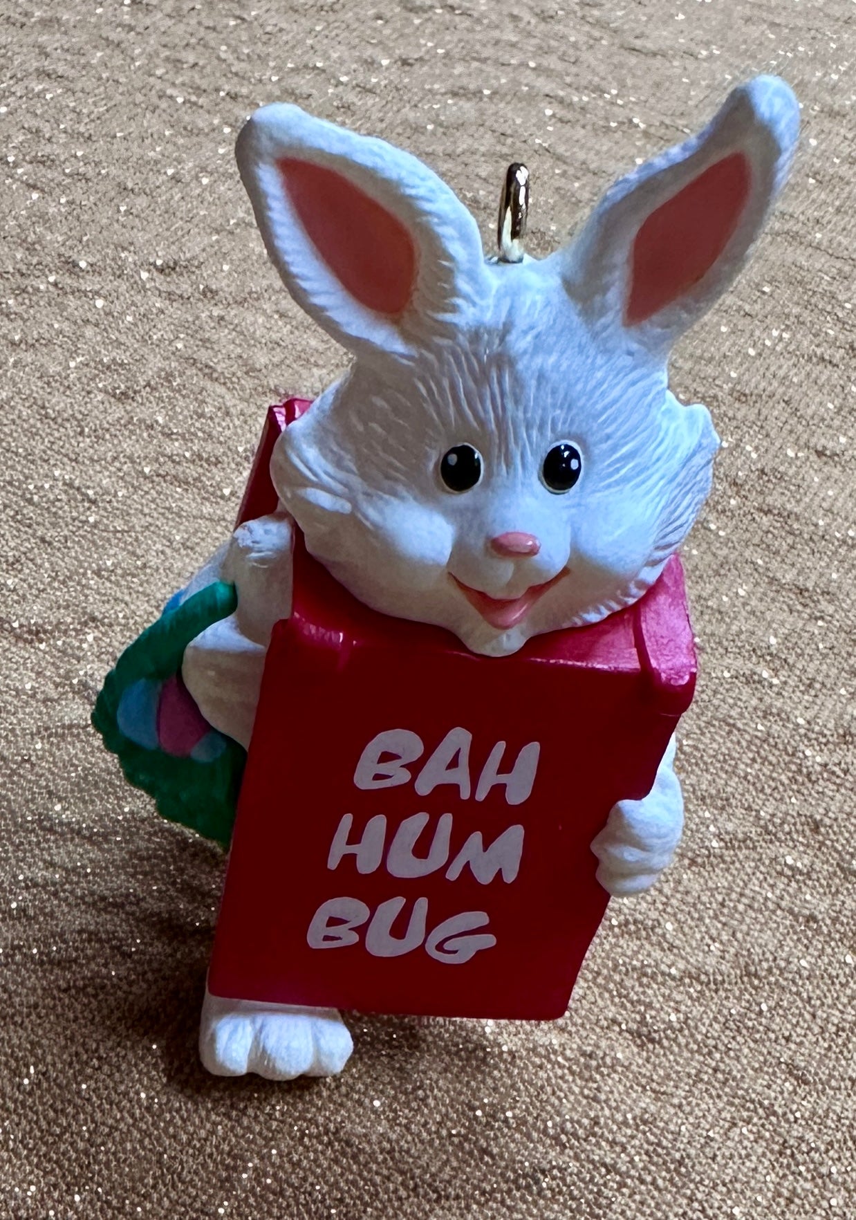 1990 Hallmark Keepsake Ornament Bah Hum Bug Billboard Easter Bunny