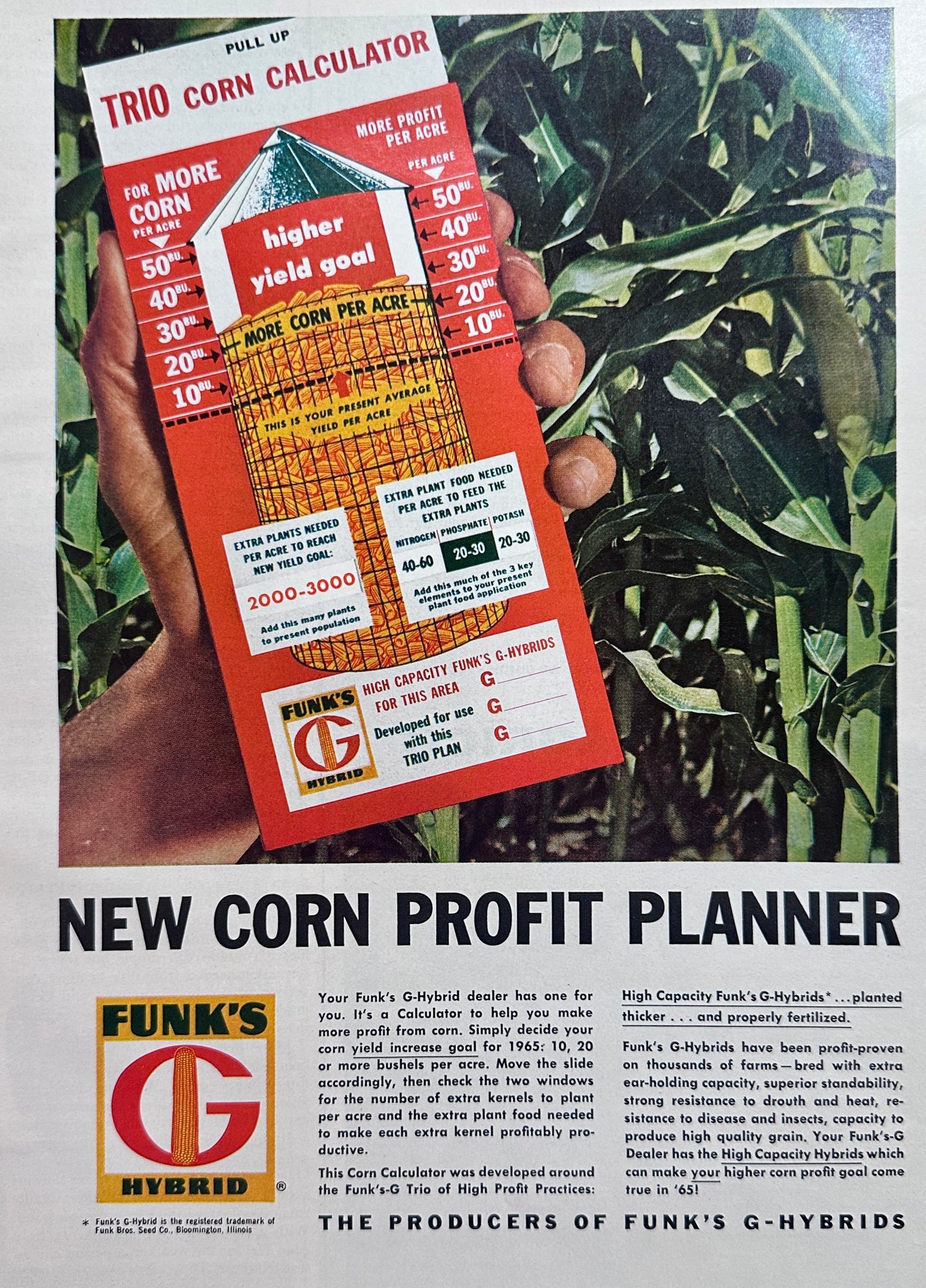1965 Funk's G Hybrid Corn Profit Planner - Ad #1525