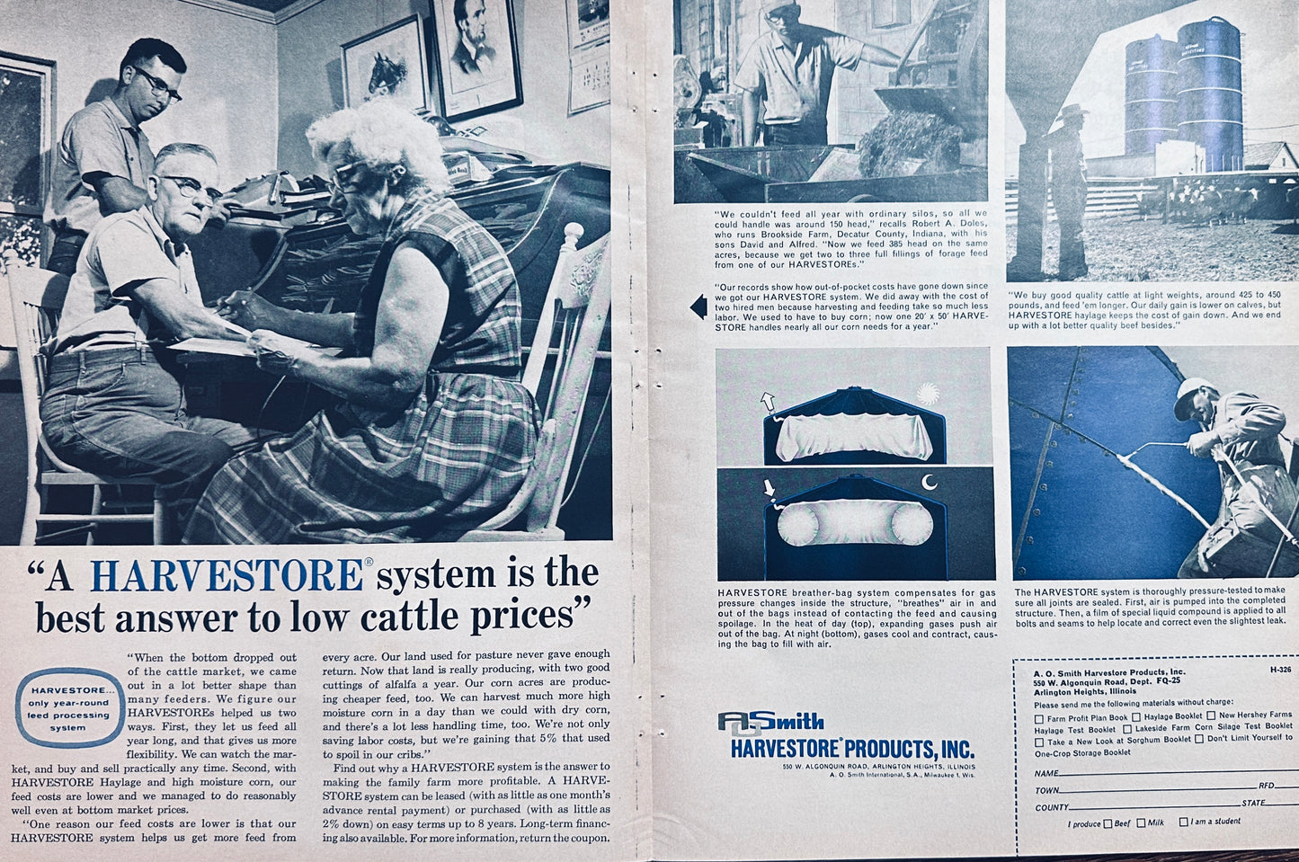 1965 AO Smith Harvestore Products (2-Page) Vintage Ad #1523