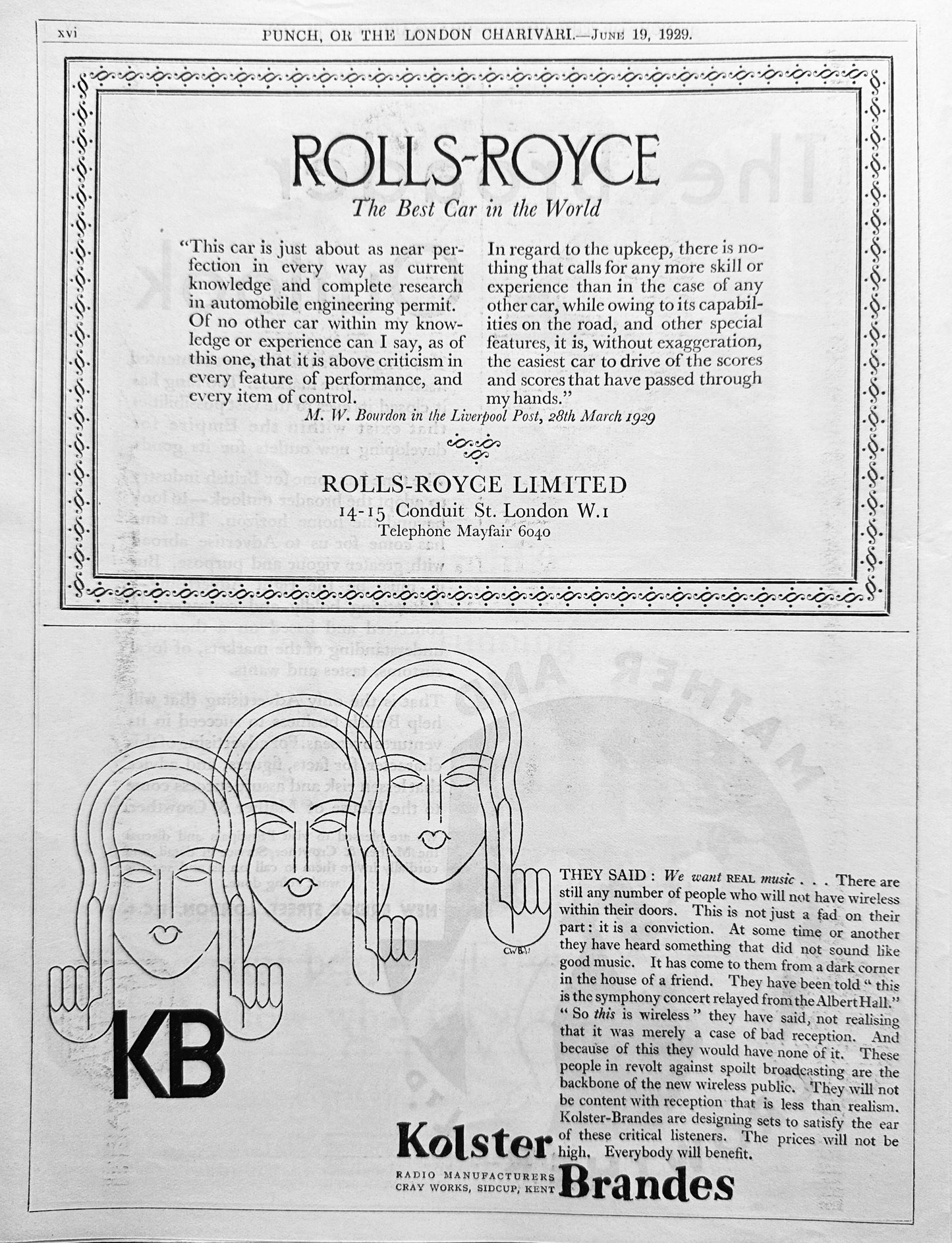 1929 Rolls Royce Printed Ad - The Best Car in The World - Ad #A367