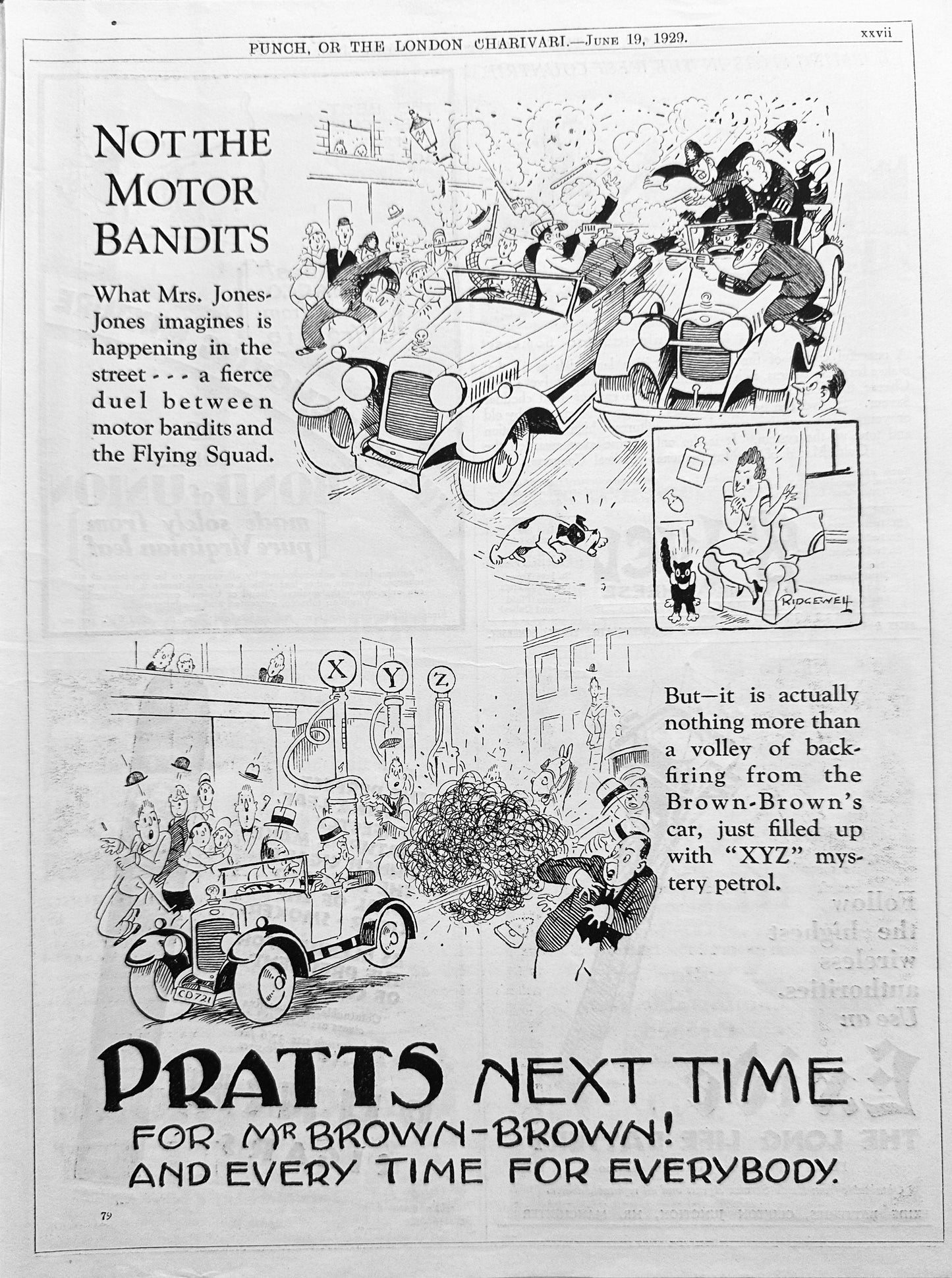 1929 Pratts Petrol Stops the Back-Firing of Mystery Gasoline Ad #N1172