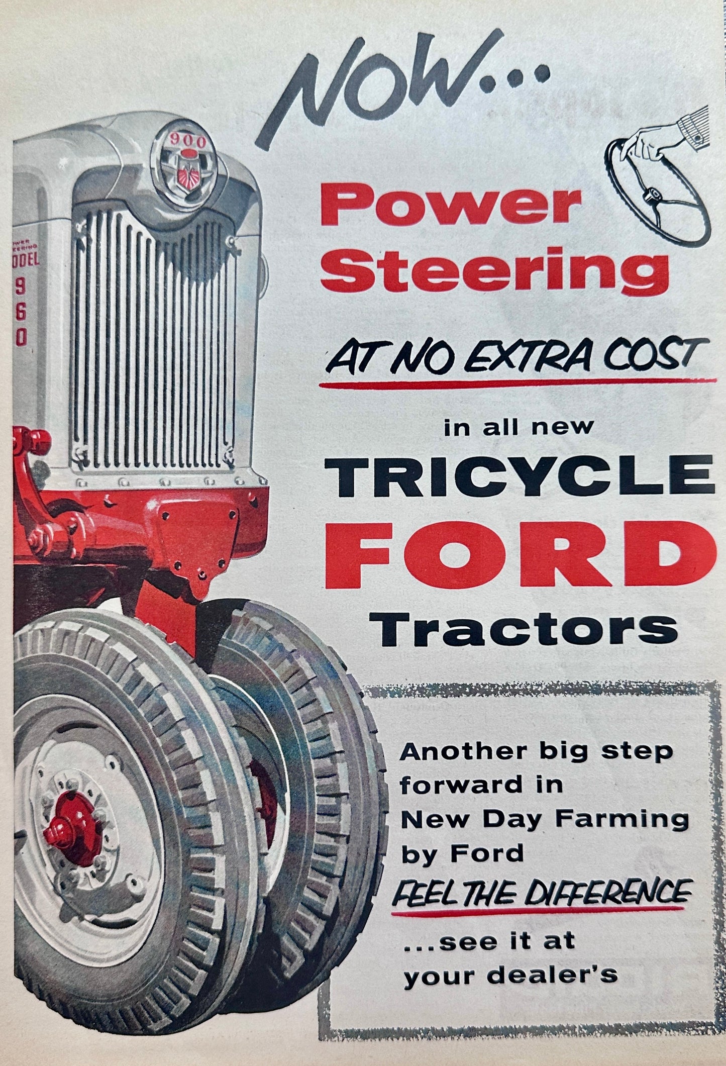 1956 Ford Tricycle Tractors Now with Power Steering Ad #N1143