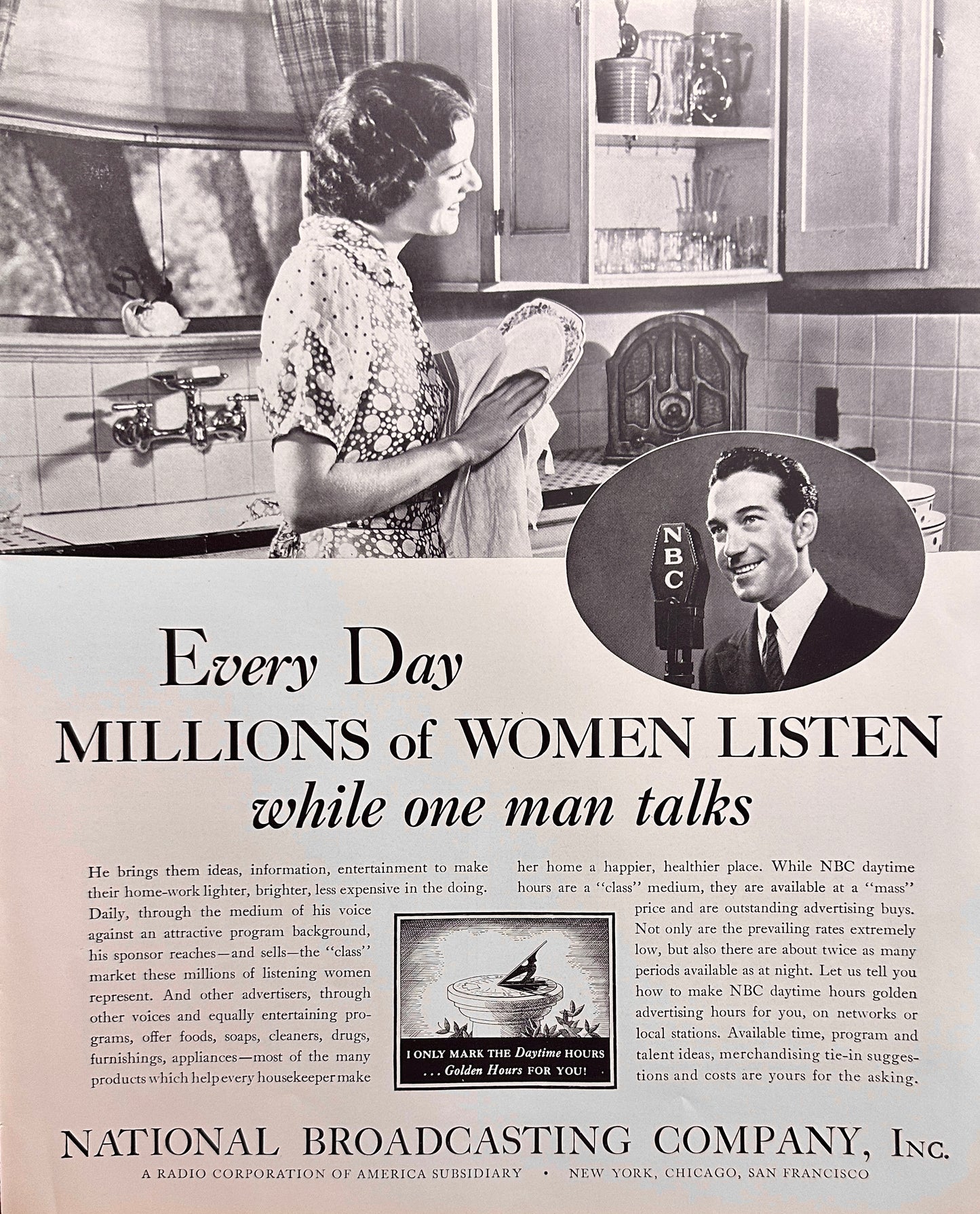 1934 Early NBC Radio Ad - Selling Advertising Hours to Subscribers #1542