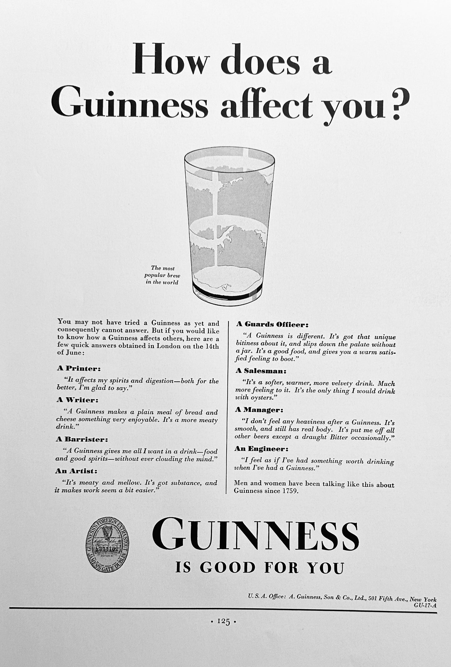1934 Guinness - How Does in Affect You? Masterpiece Ad #1544