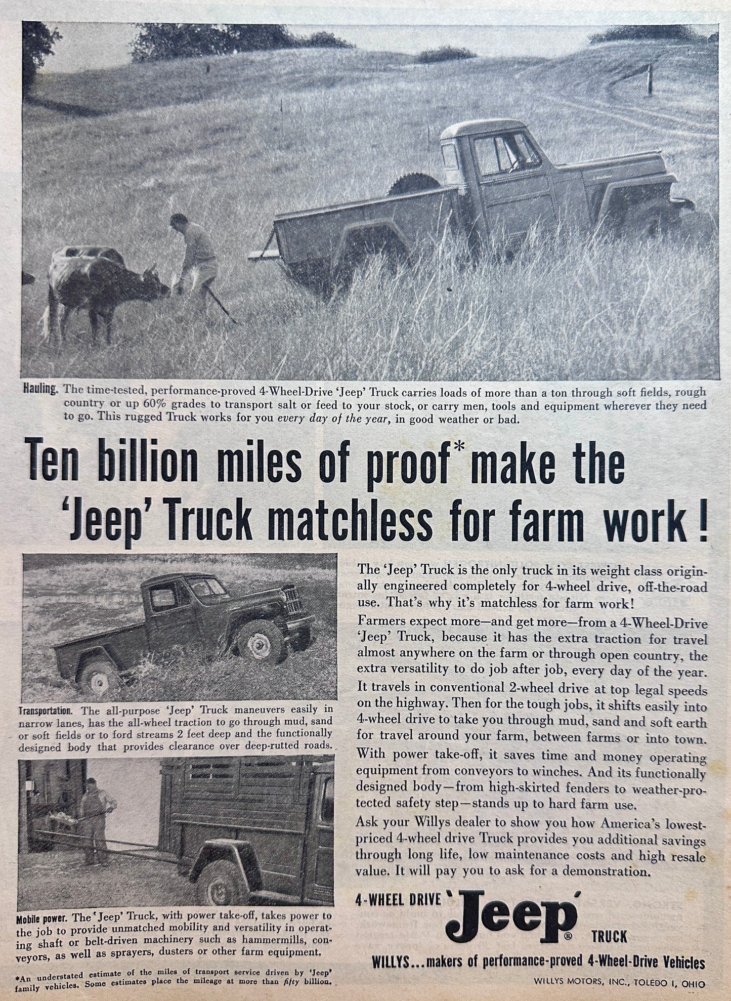 1956 4 Wheel Drive Jeep Truck Matchless for Farm Work Ad #N384-1-2