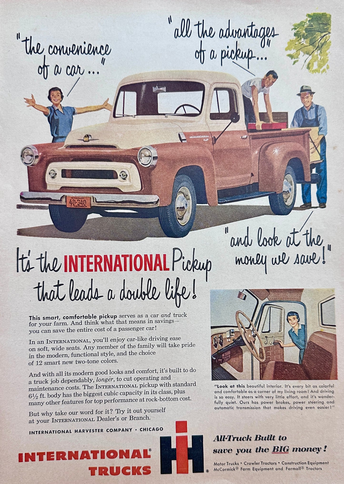 1956 International S-Series Pick-up Two Tone Beige & Cream Ad #A386