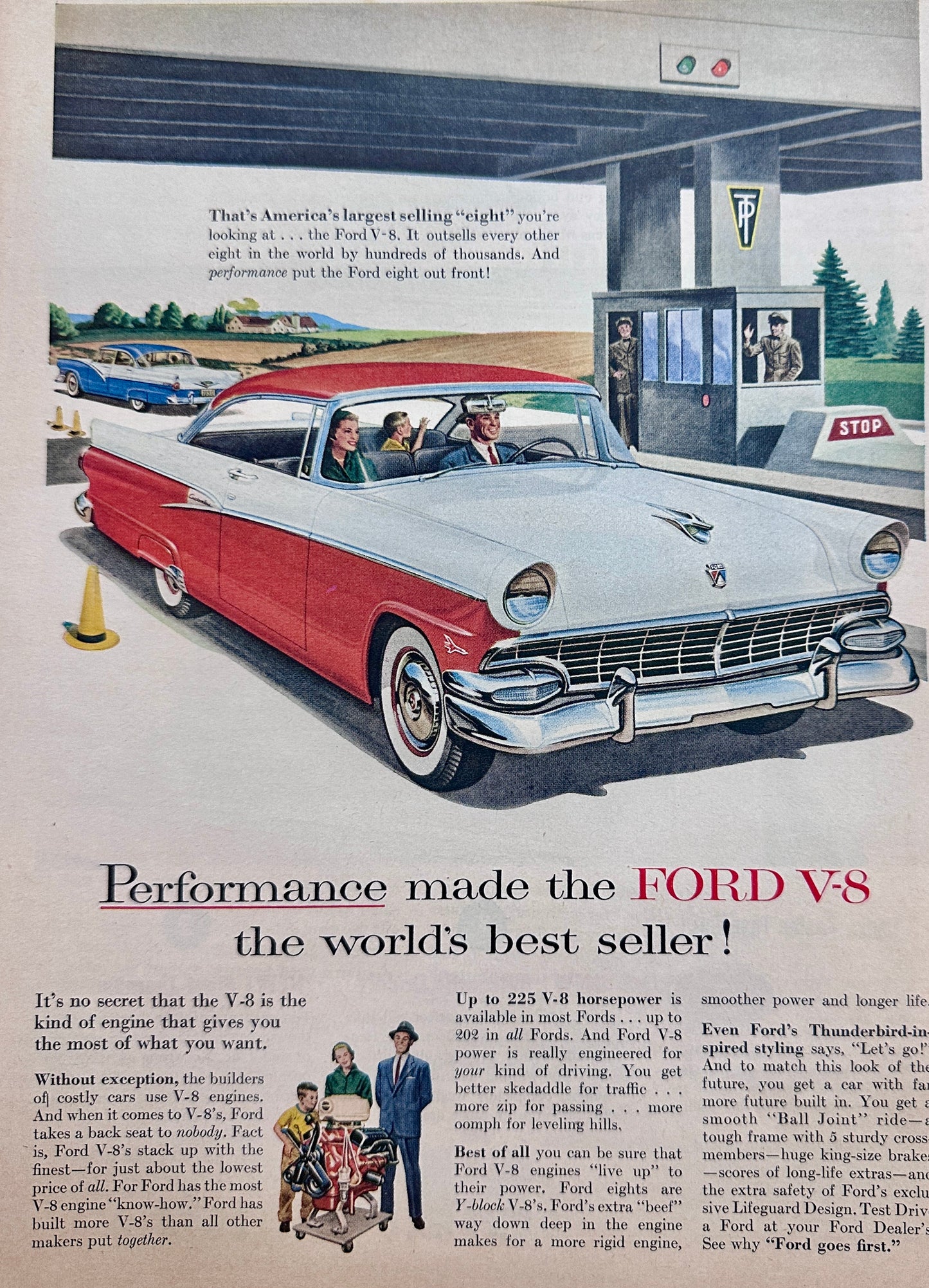 1956 Ford Fairlane in White over Tangerine Ad #A391