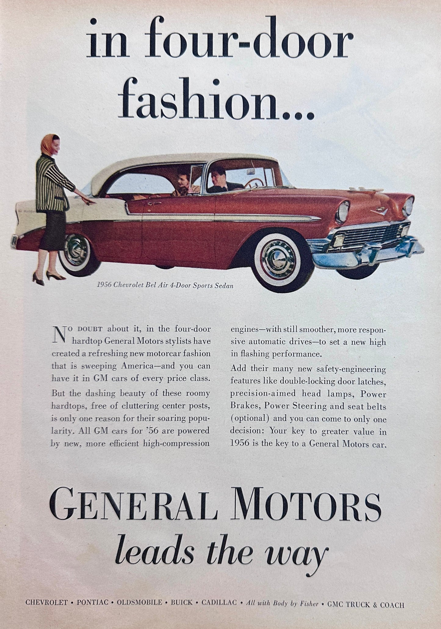 1956 General Motors Chevrolet Bel Air 4-Dr Sports Sedan Ad #A396