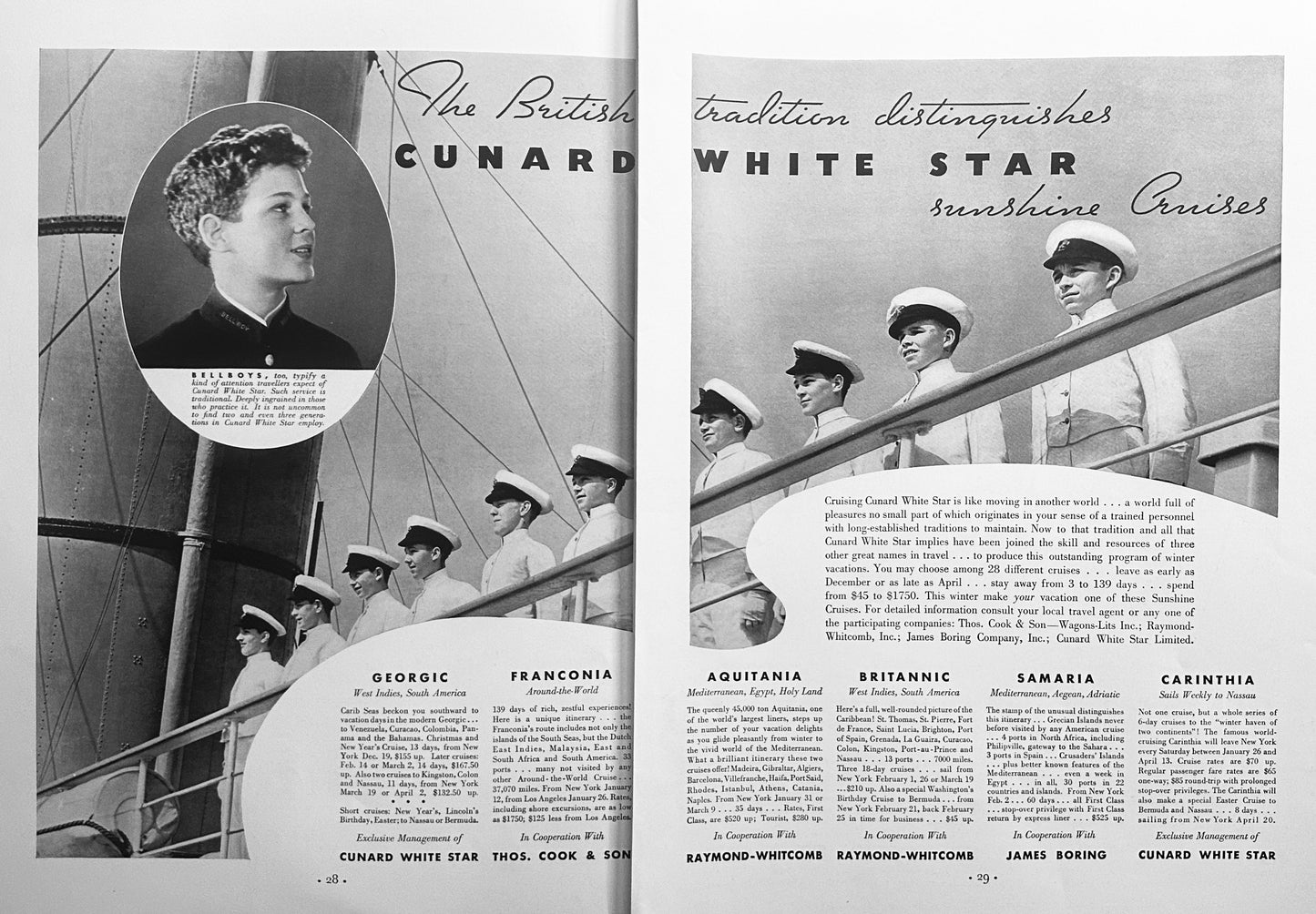 1934 2-Page Ad - Cunard White Star Line of Titanic Fame - Traditions #1588