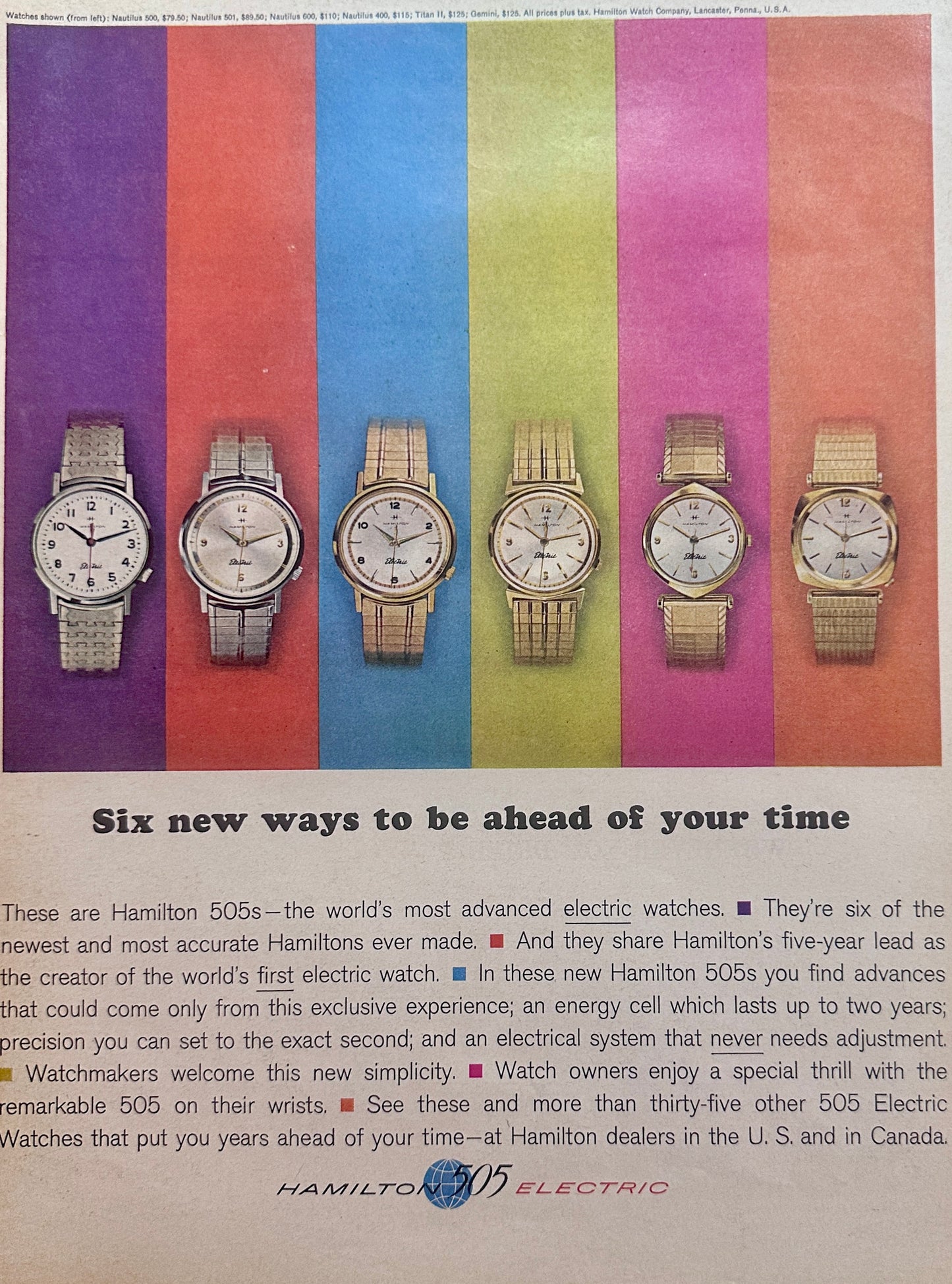1963 Hamilton 505 Line of Men's Watches Ad #1598