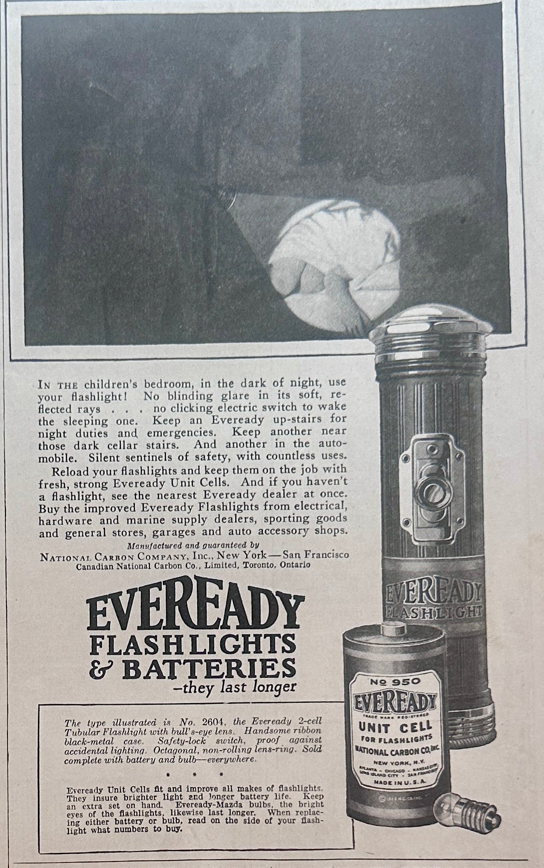 1925 Eveready Flashlight & Batteries Ad #1593