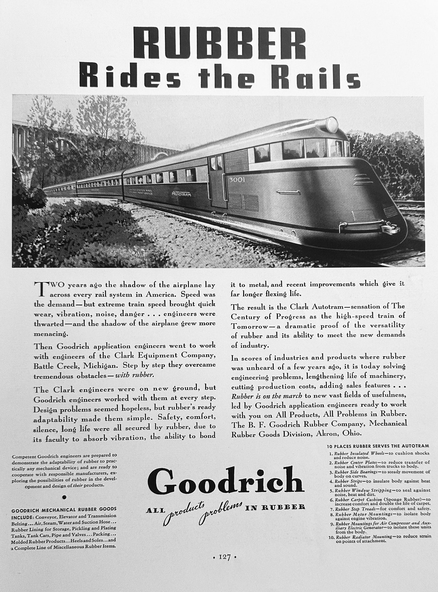 1934 Goodrich - Rubber Rides the Rails Ad #1640