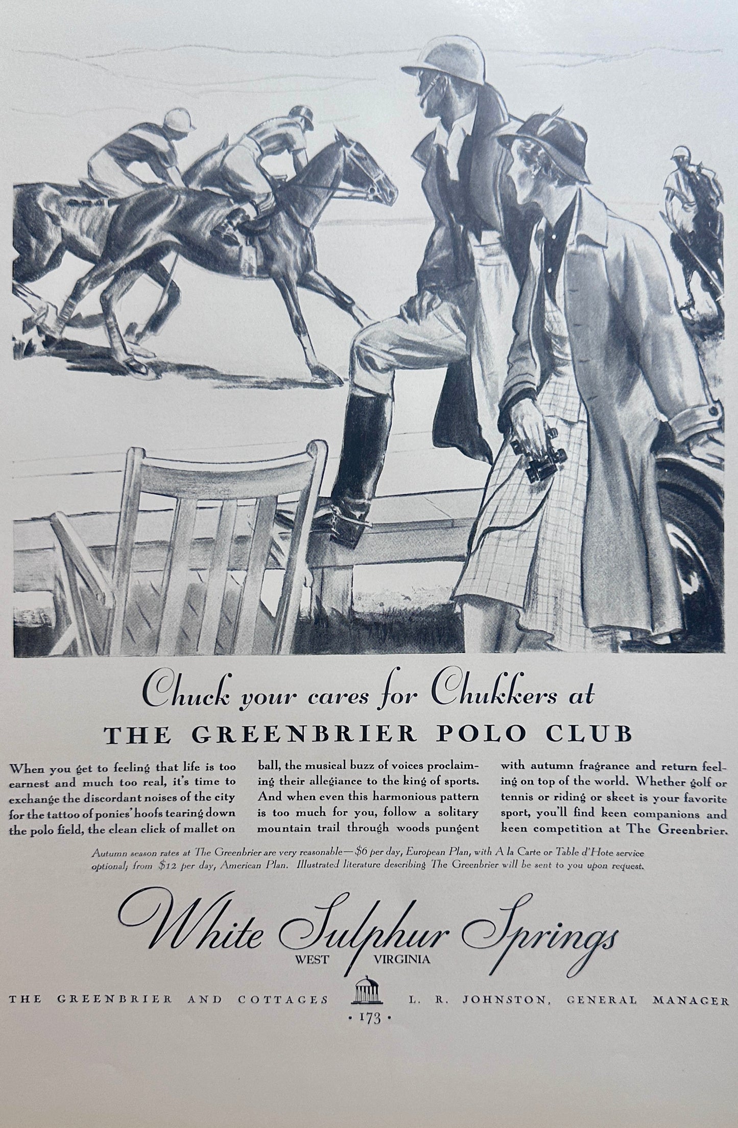 1934 Greenbriar Polo Club - White Sulfur Springs West Virginia Classic Ad #1647