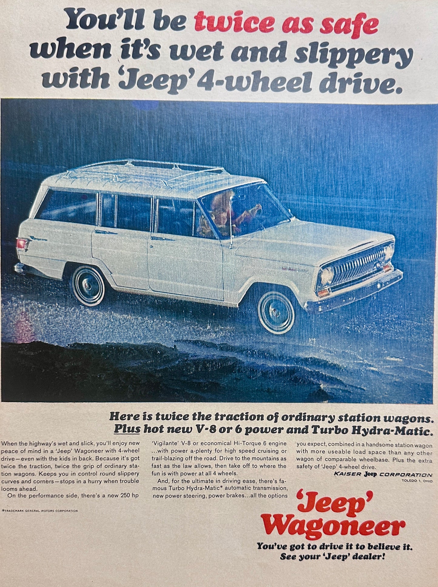 1965 Kaiser Jeep Wagoneer Twice as Safe Vintage Ad #1649