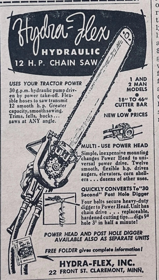 1954 Strunk SpeeDemon Chainsaw & Hydra-Flex Hydraulic Chain Saw Ads #801