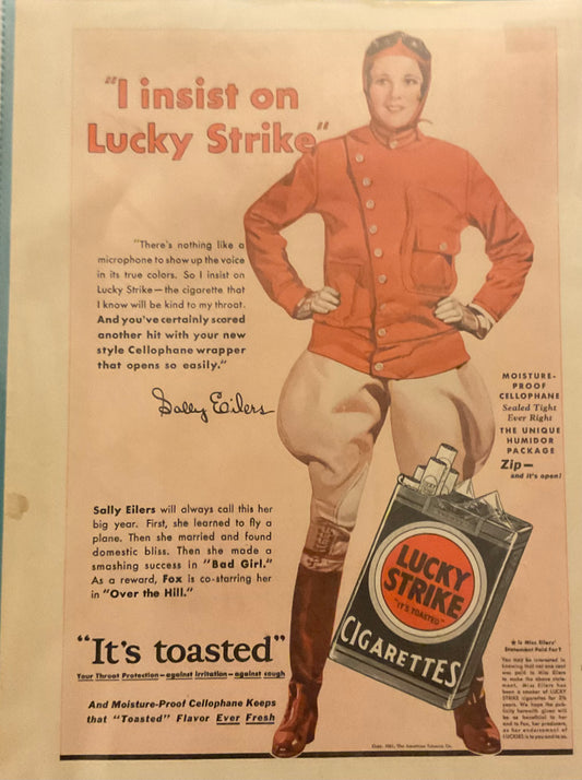 1931 Lucky Strikes Sally Eilers Magazine Ad