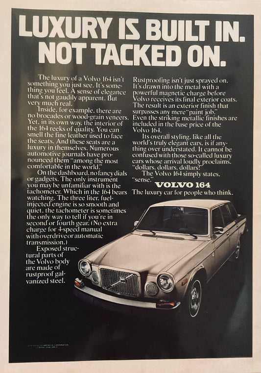 1975 Volvo 164 Luxury Is Built In Magazine Ad