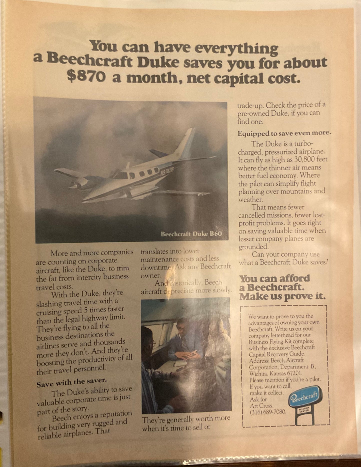 1976 Beechcraft Duke B60 Magazine Ad