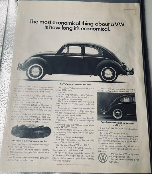 1966 Volkswagen Beetle Magazine Ad - Retains Value