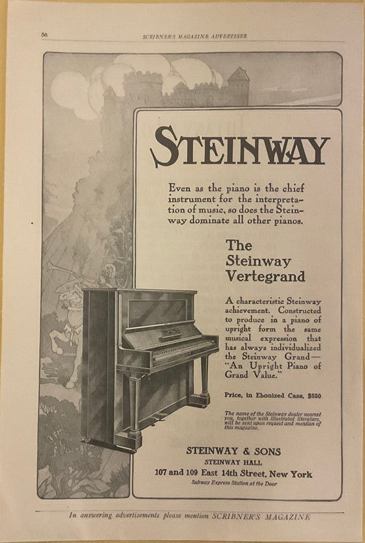 1911 Steinway Vertegrand Piano Magazine Ad