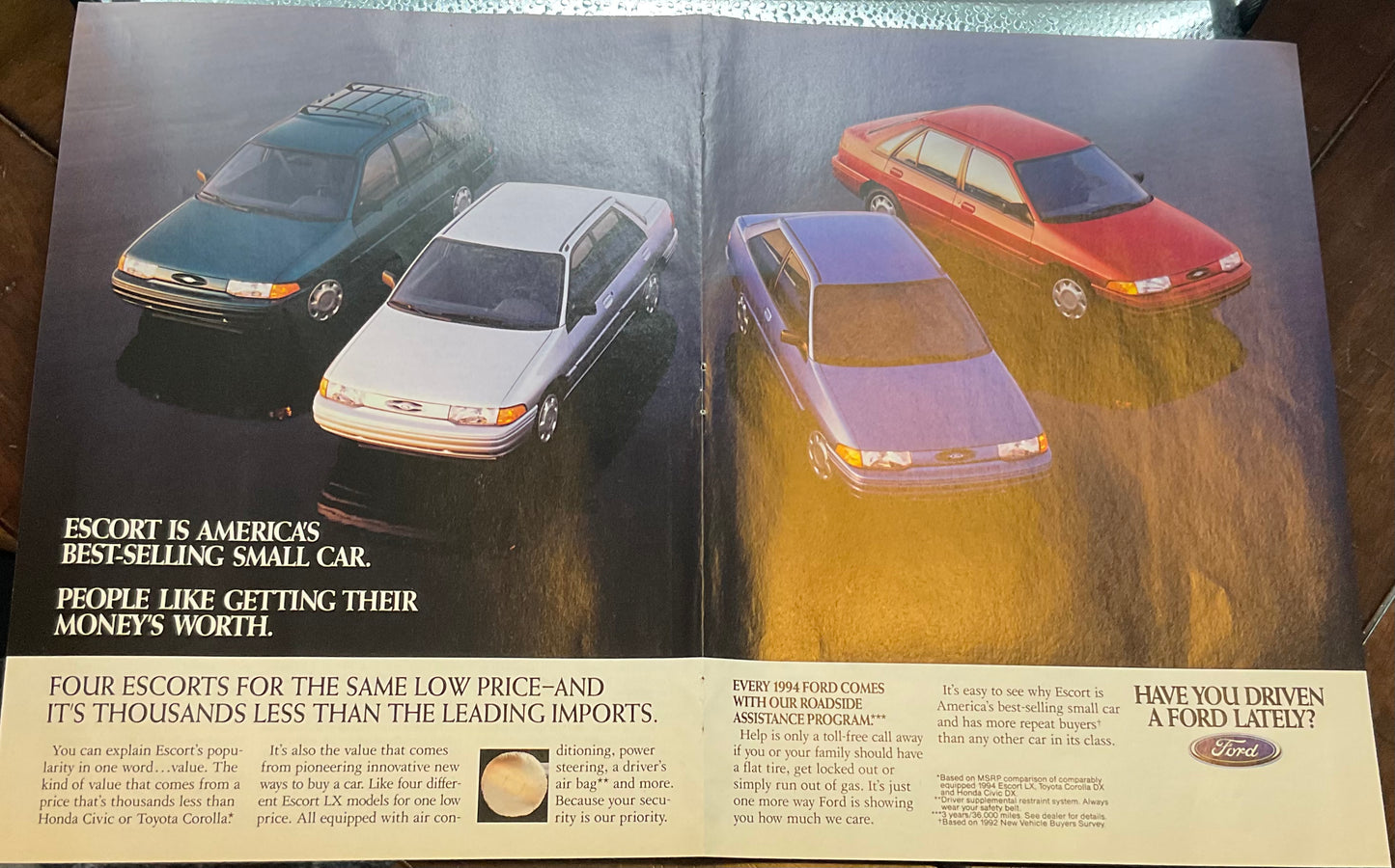 1994 Centerfold Magazine Ad Ford Escort - 4 Body Styles