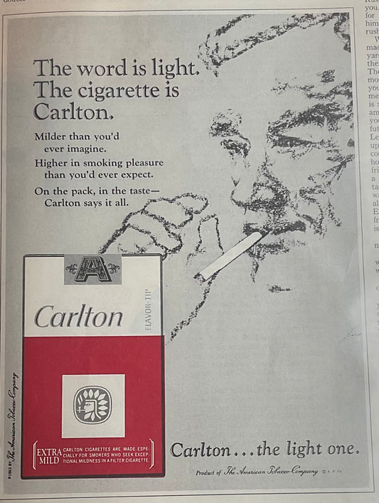 1963 Carlton Cigarette Magazine Ad