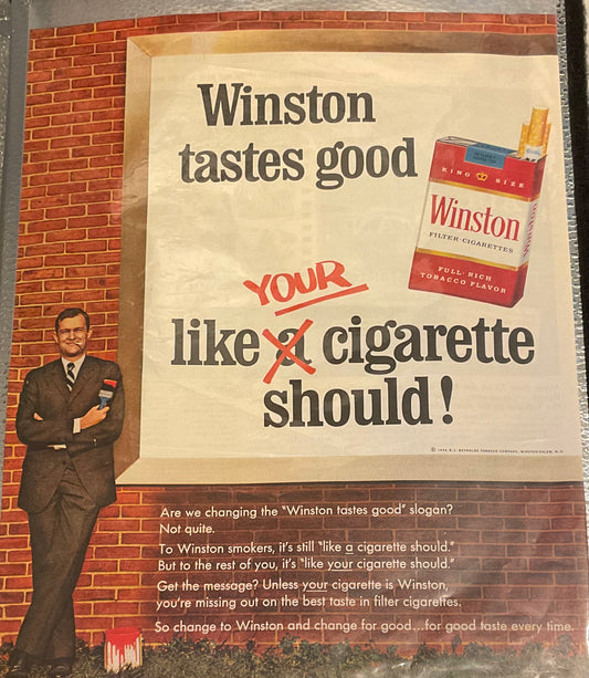 1966 Winston Cigarettes Magazine Ad