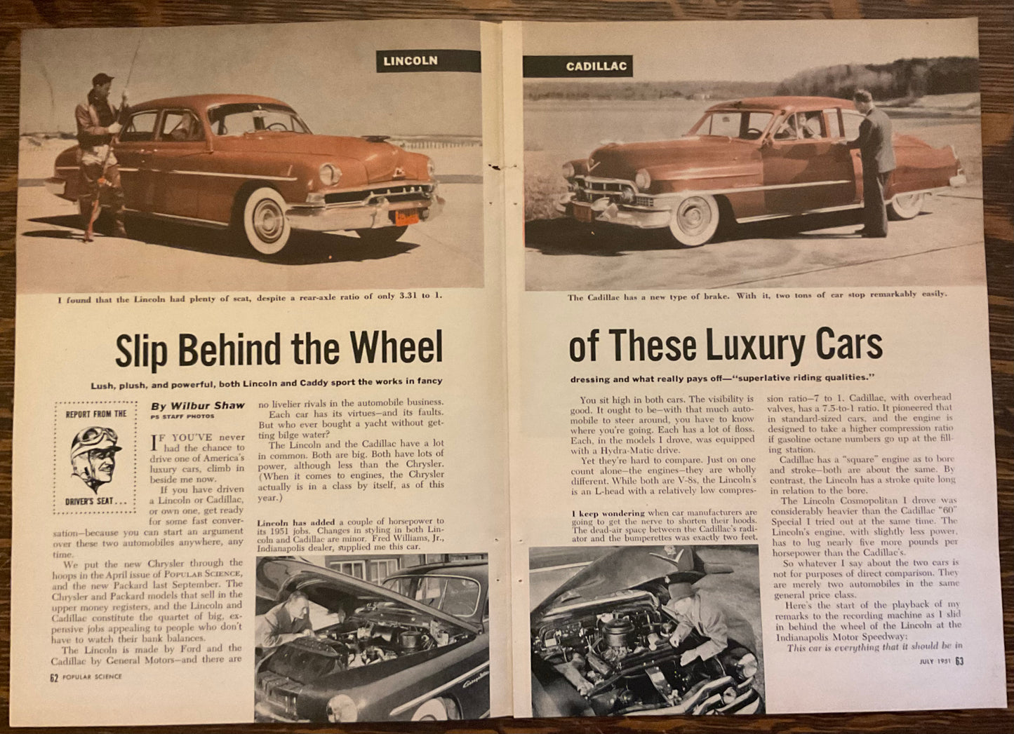 1951 Lincoln vs Cadillac 6-page article