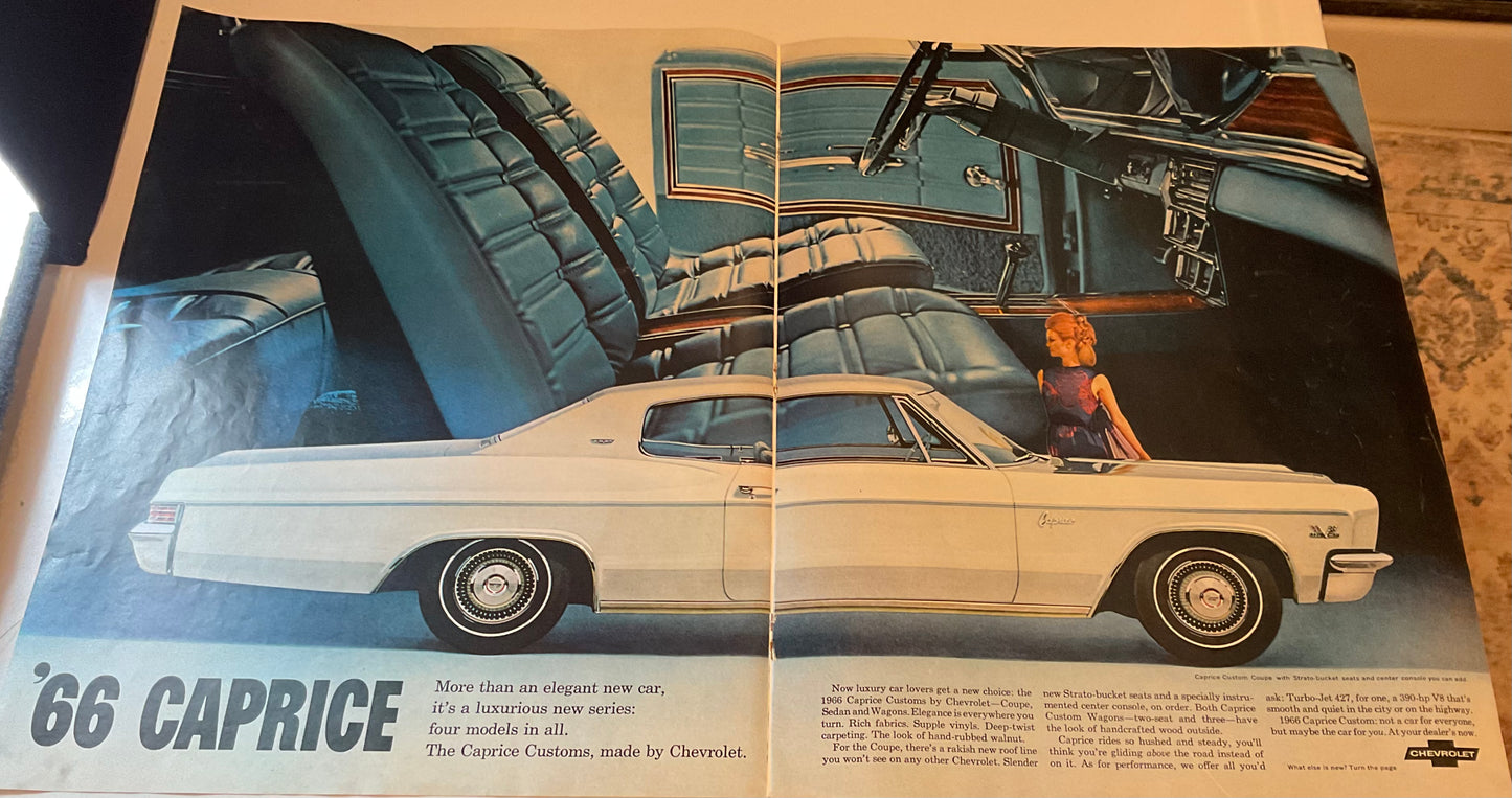 1966 RARE 12-Page Chevrolet Full Model Line Magazine Insert