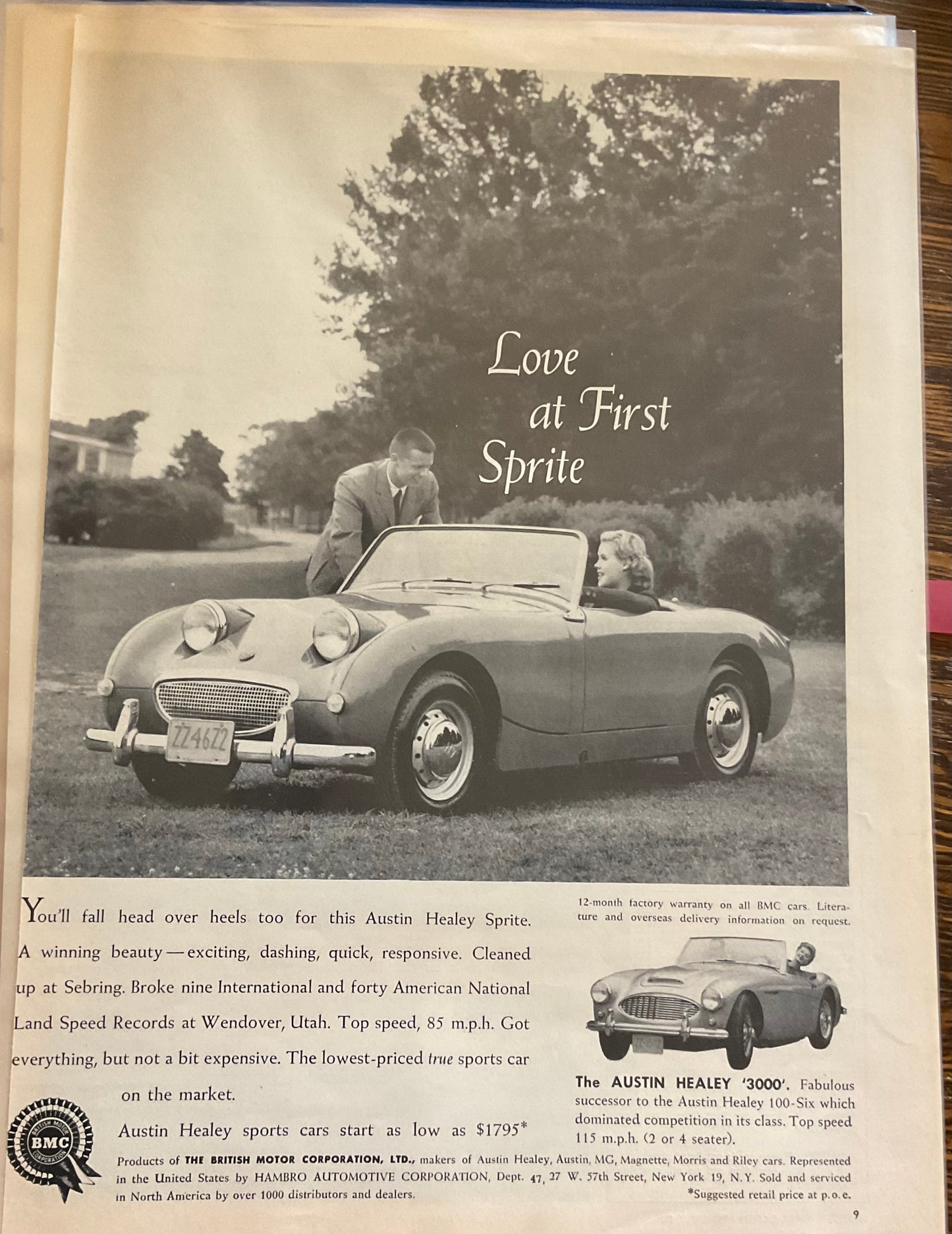 1960 Austin Healy Sprite & 3000 Magazine Ad