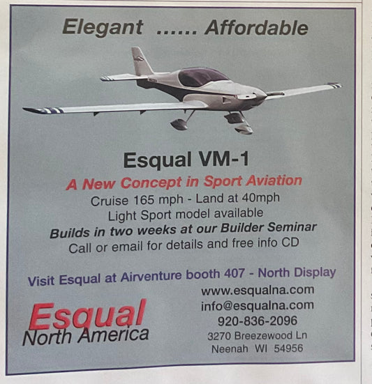 2004 Esqual VM-1 Light Sport Model Airplane Magazine Ad