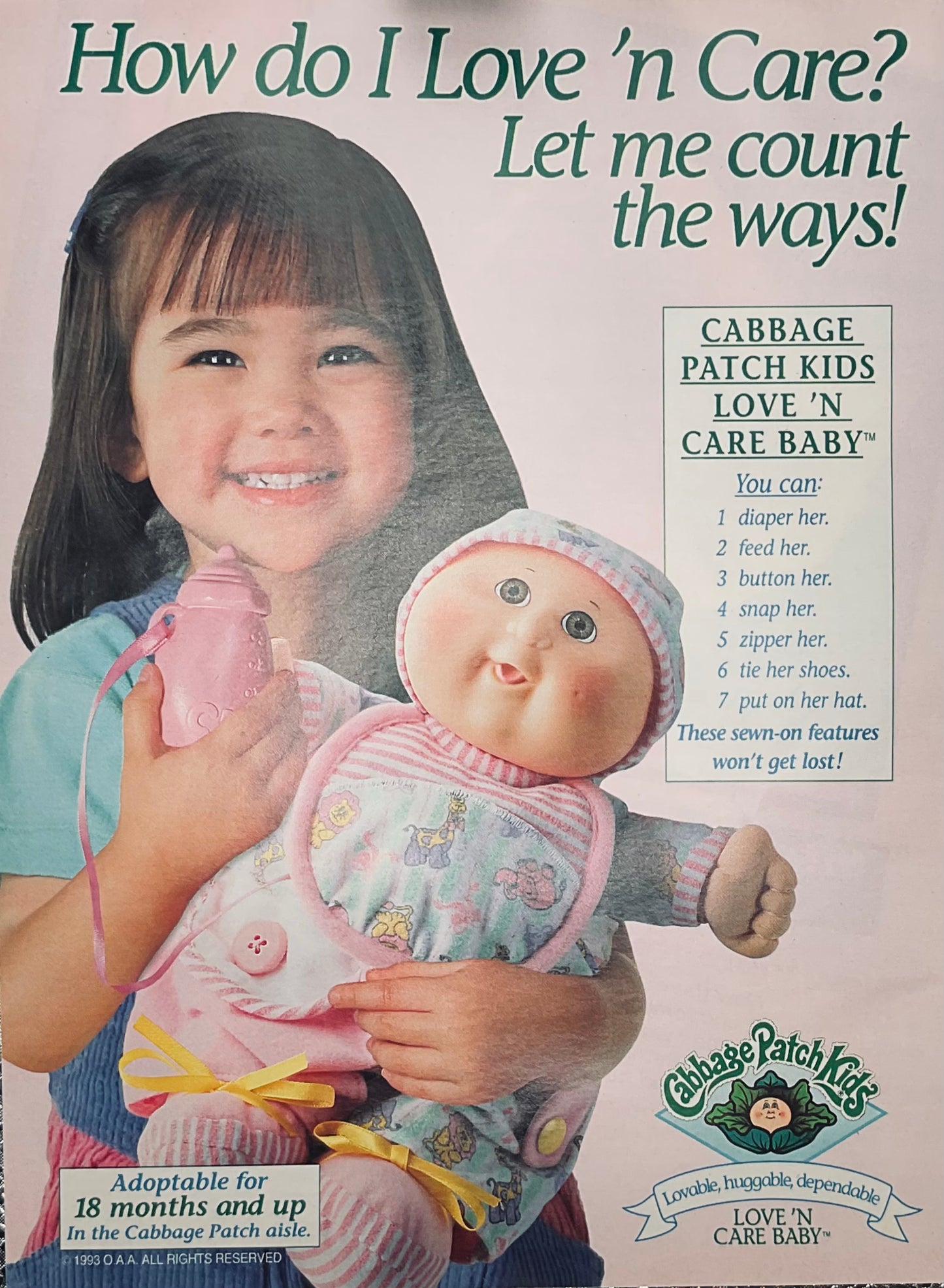 1993 Cabbage Patch Kids Love ‘N Care Baby Magazine Ad