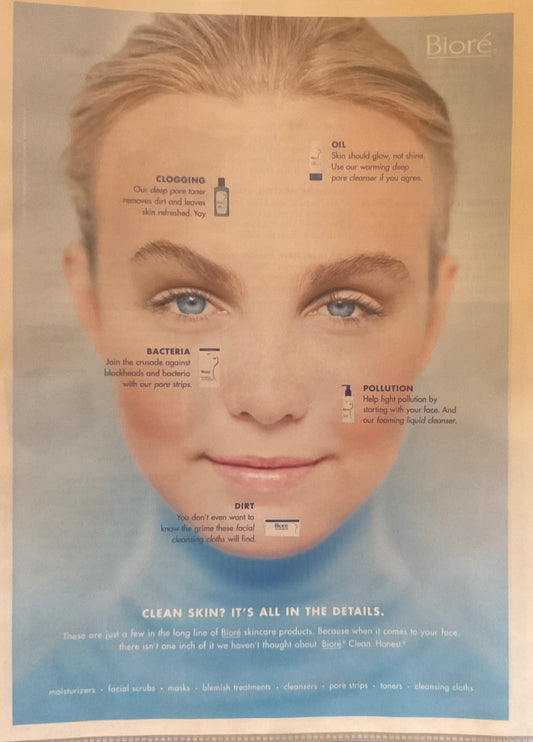 2000 BIORE Skincare Products Blue Eyed Blonde Magazine Ad