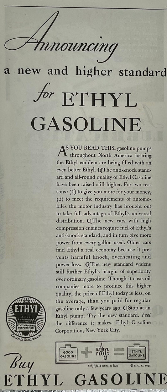 1932 Ethyl Gasoline Magazine Ad N335