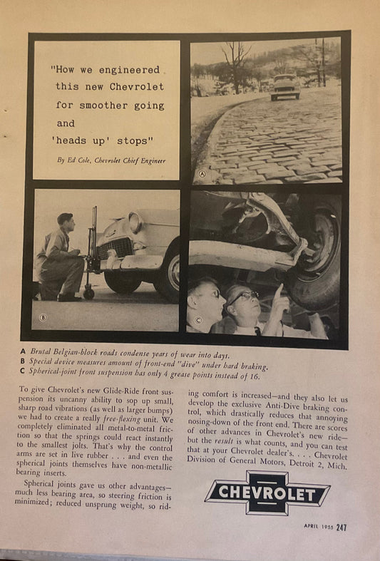 1955 Chevrolet Technical Article by Ed Cole Chief Engineer