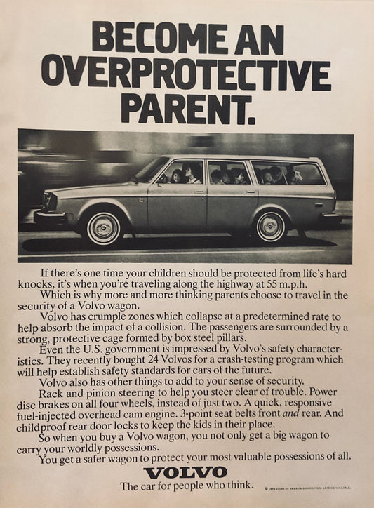 1976 Volvo Station Wagon Over Protective Magazine Ad