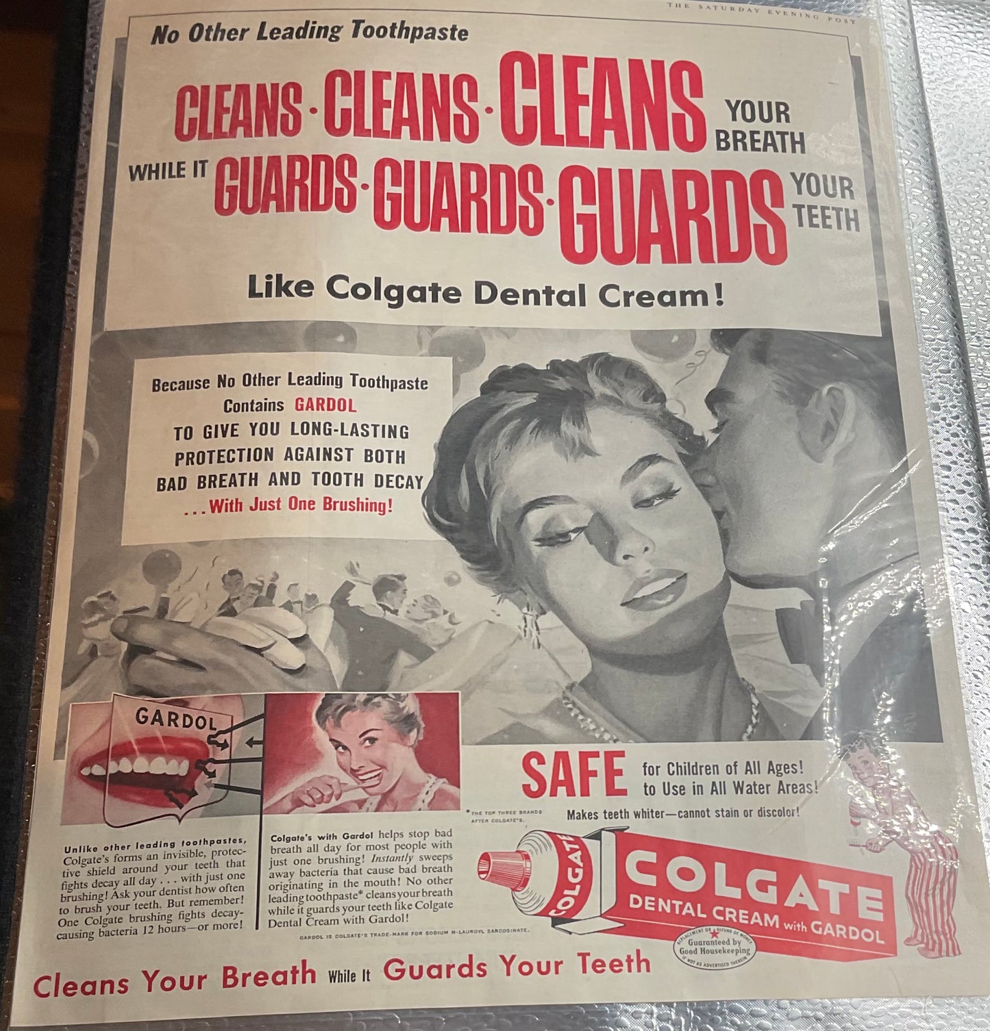 1957 Colgate Dental Cream with Gardol Magazine Ad