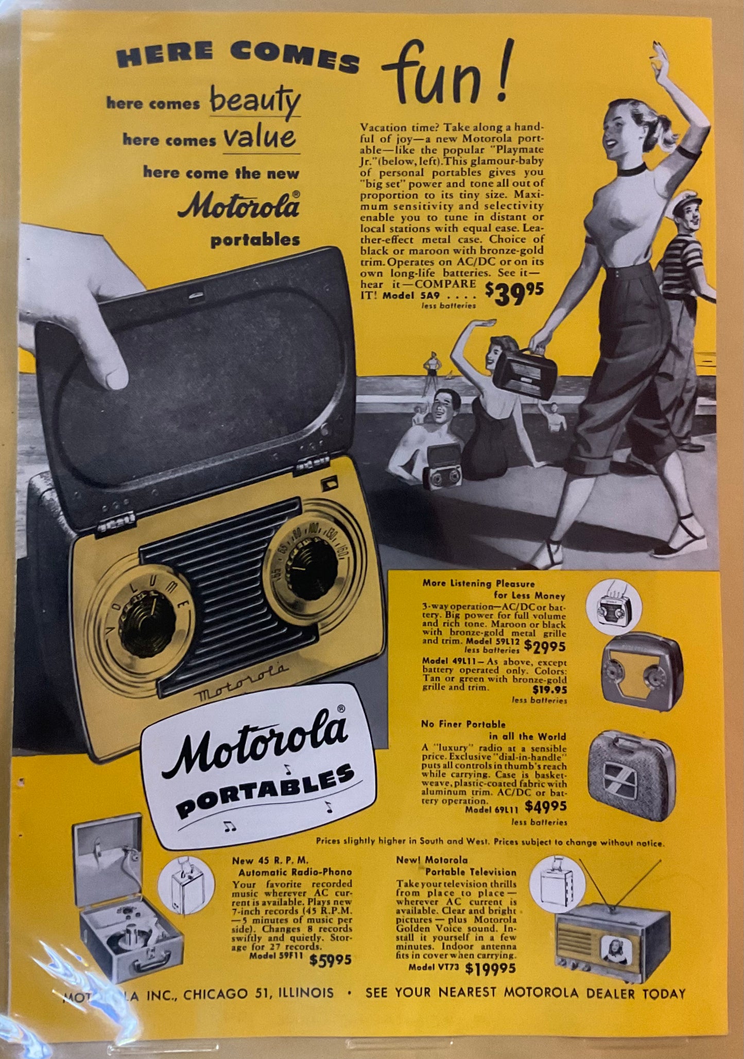 1949 Motorola Portables Playmate Jr Advertisement