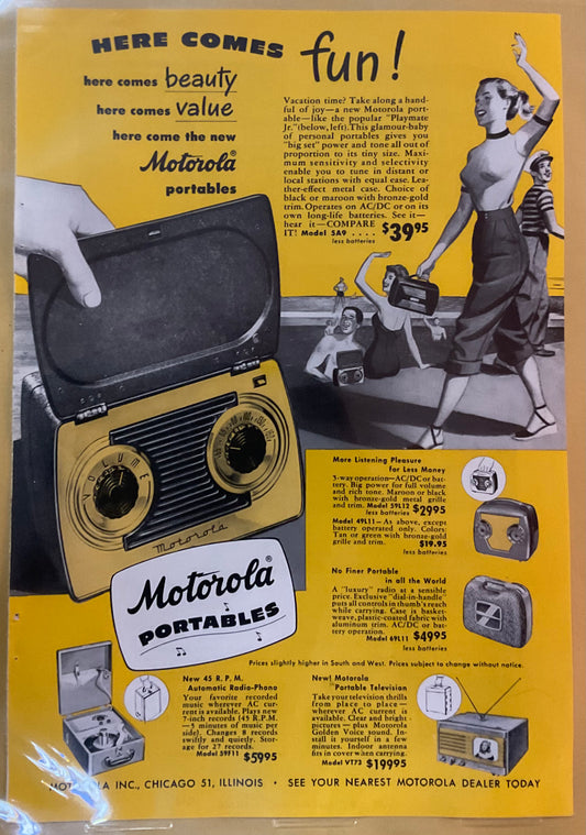 1949 Motorola Portables Playmate Jr Advertisement