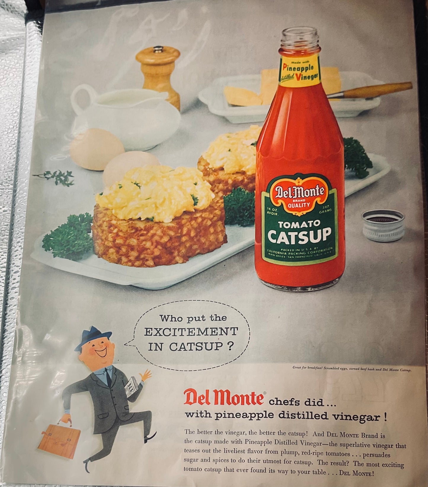 1957 DelMonte Catsup Magazine Ad Businessman