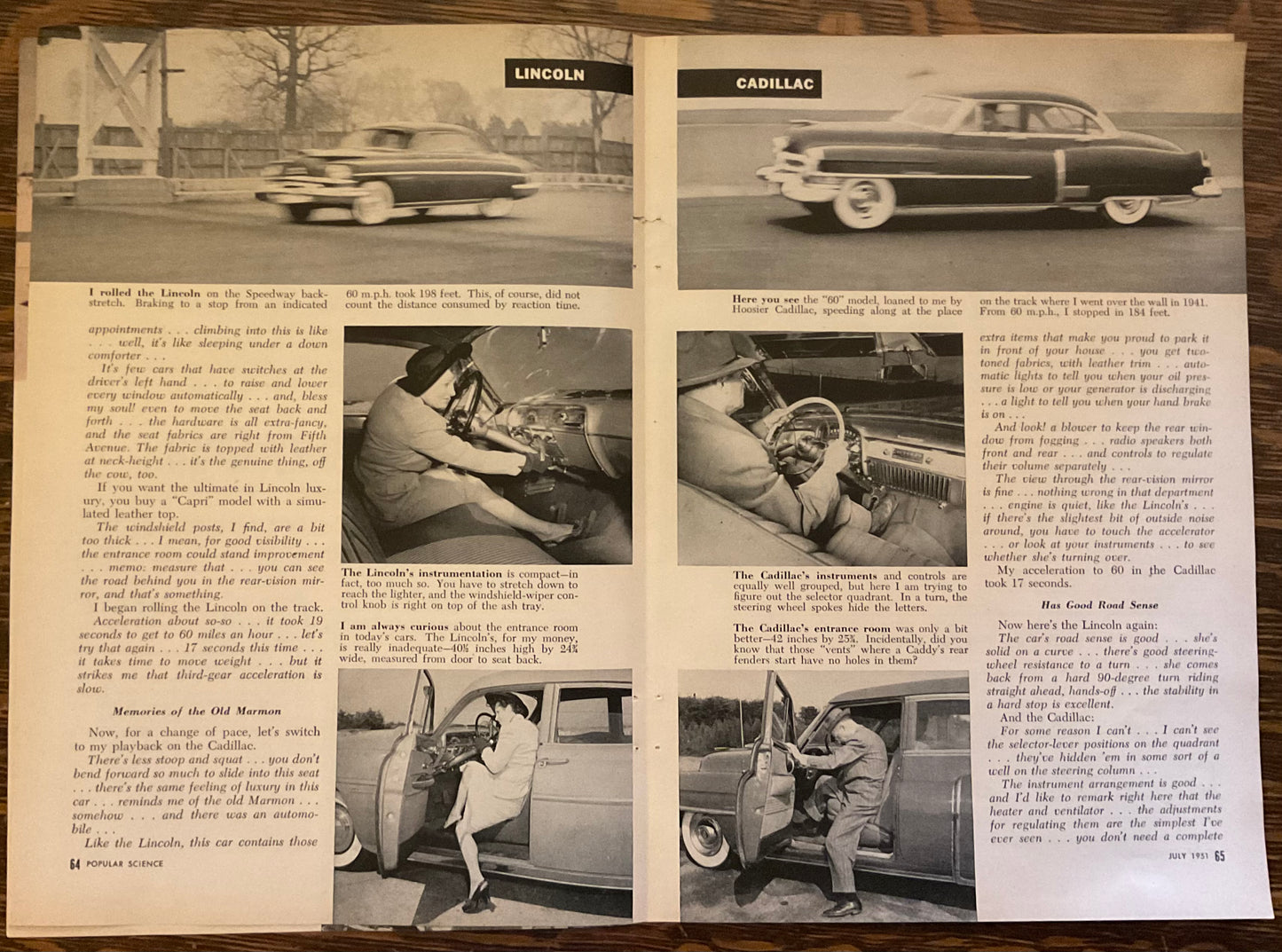 1951 Lincoln vs Cadillac 6-page article