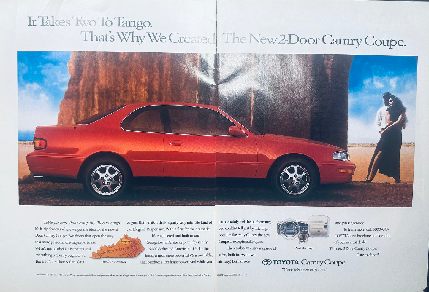 1993 2-Page Toyota Camry 2-door Coupe Magazine Ad - Two to Tango