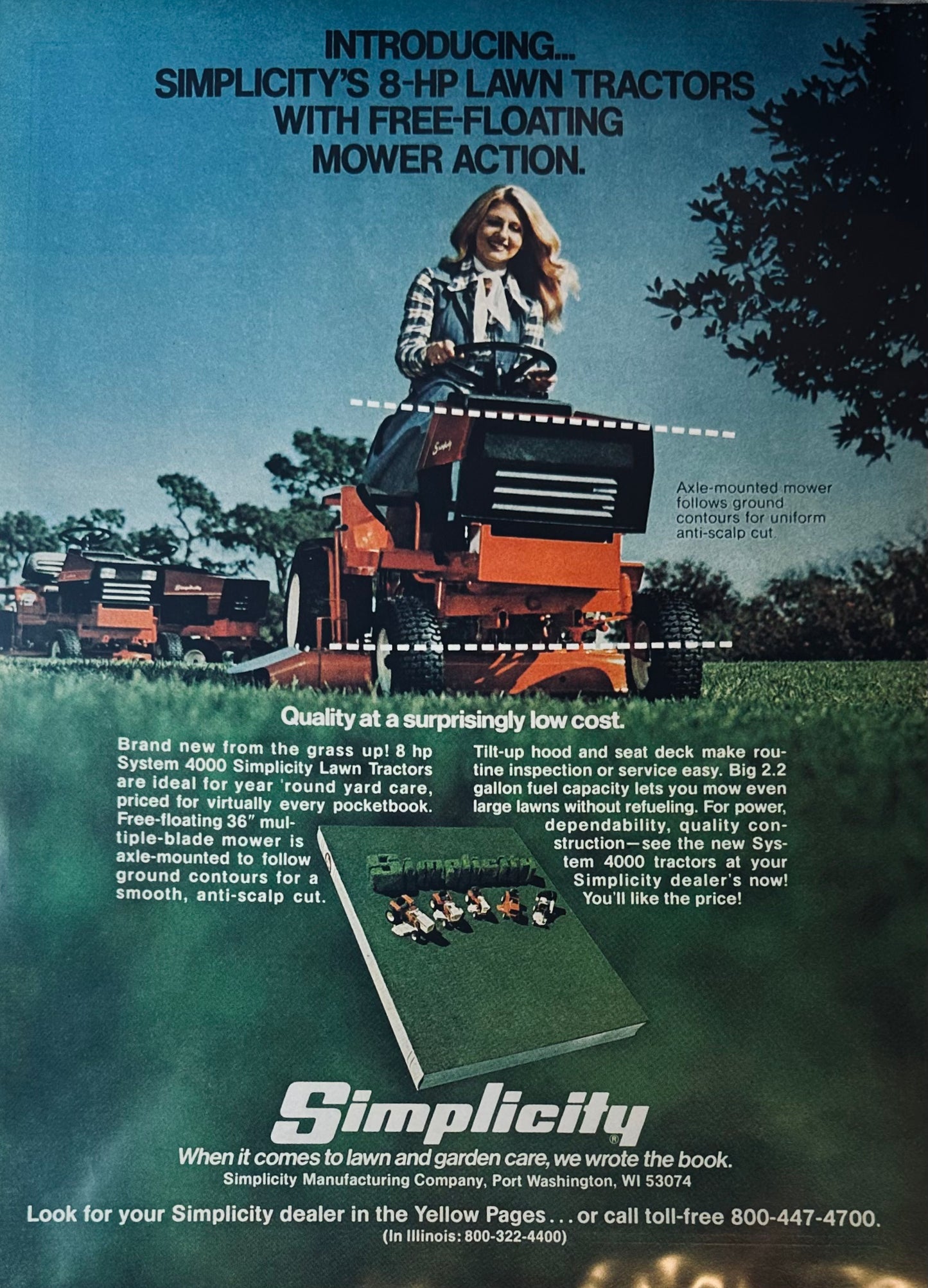 1975 Simplicity Riding Lawn Mower System 4000 Model Magazine AD