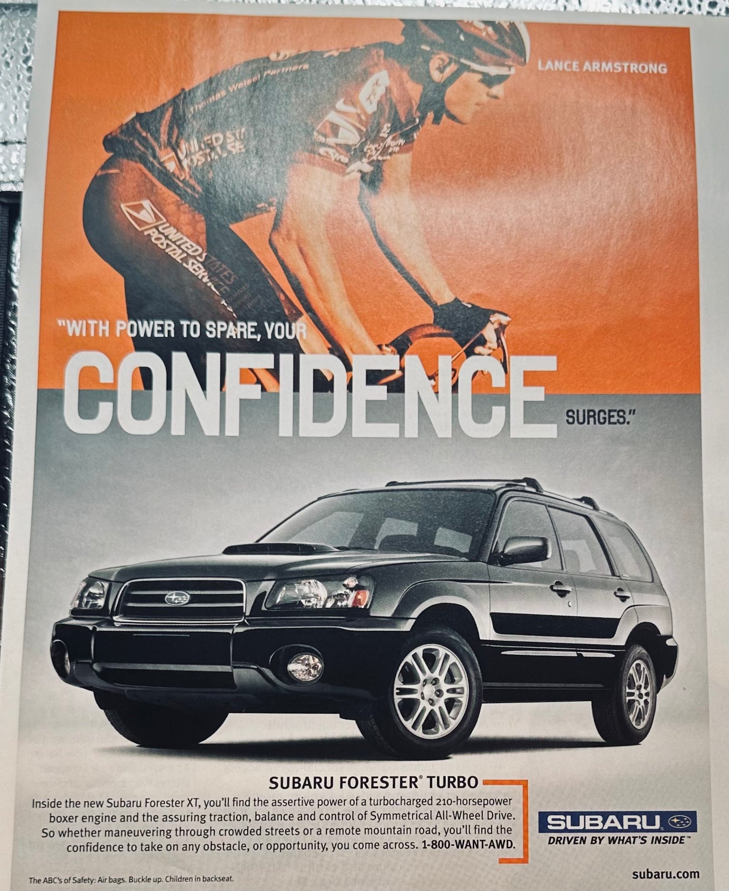 2003 Black Subaru Forester Turbo - Lance Armstrong - Magazine Ad