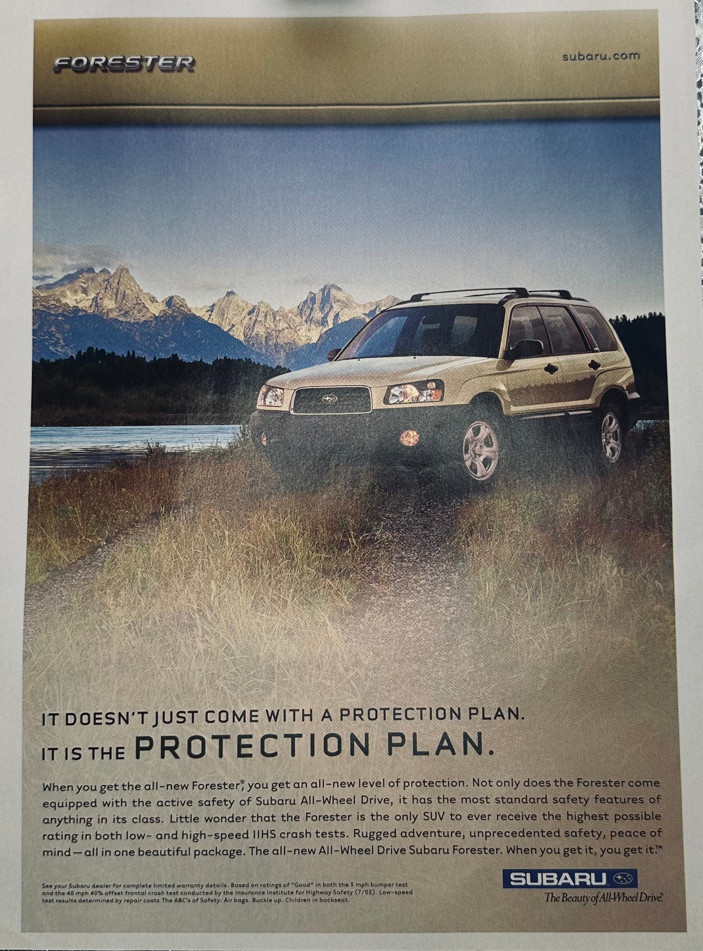 2002 Gold Subaru Forester - Protection Plan - Magazine Ad