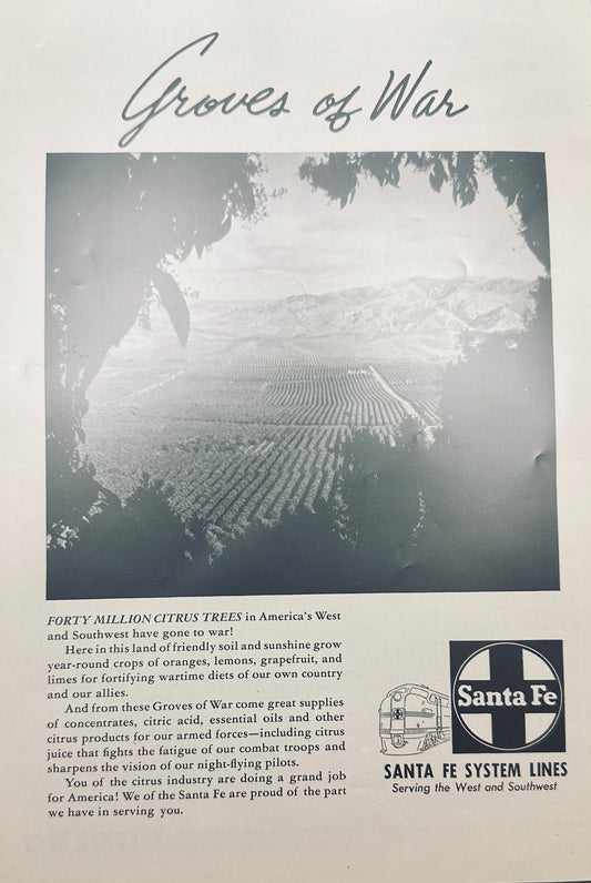 1945 Santa FE -Boeing - Business Supporting War Effort - WWII Era Magazine Ad