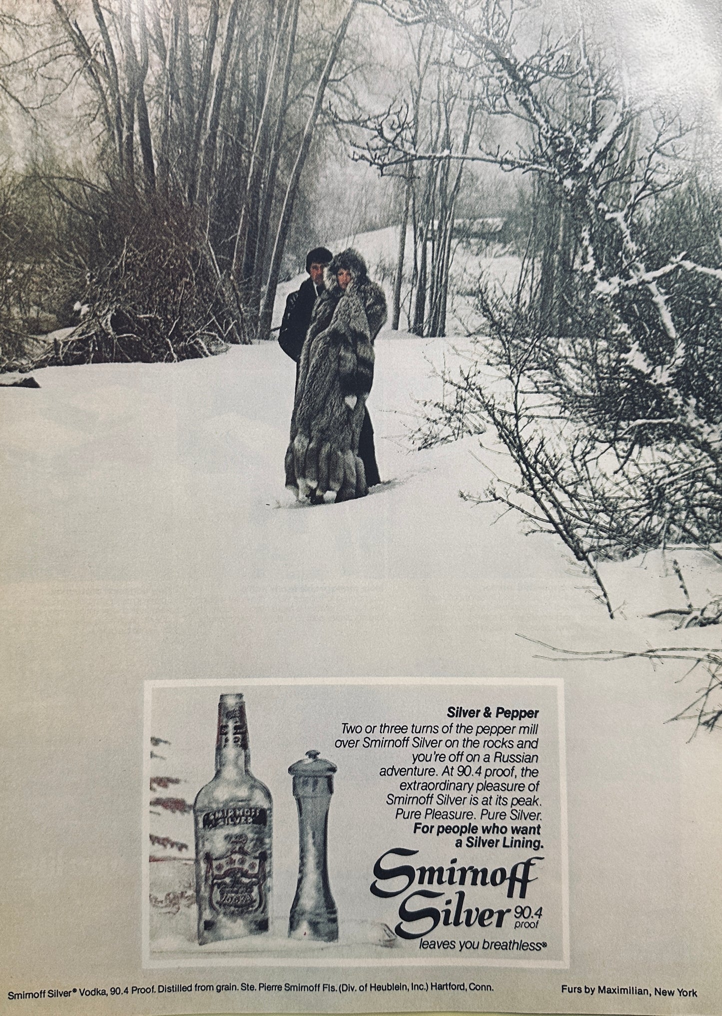 1975 Smirnoff Silver Vodka - Magazine Ad - Silver & Pepper Mixed Drink