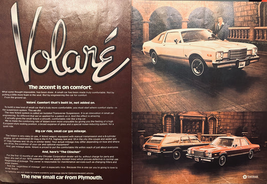 1976 Plymouth Volare with Sergio Franchi Centerfold Ad