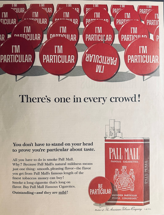 1966 Pall Mall - There's One In every Crowd! Cigarette Magazine Ad