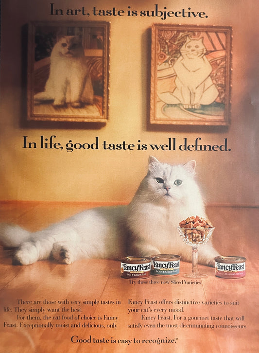 1993 Fancy Feast Cat Food - Per Food Magazine Ad - White Persian Cat